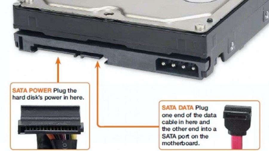 Connect HDD with SATA Power and Data Cable