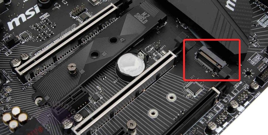 Locate the position of the M2 slot on the motherboard