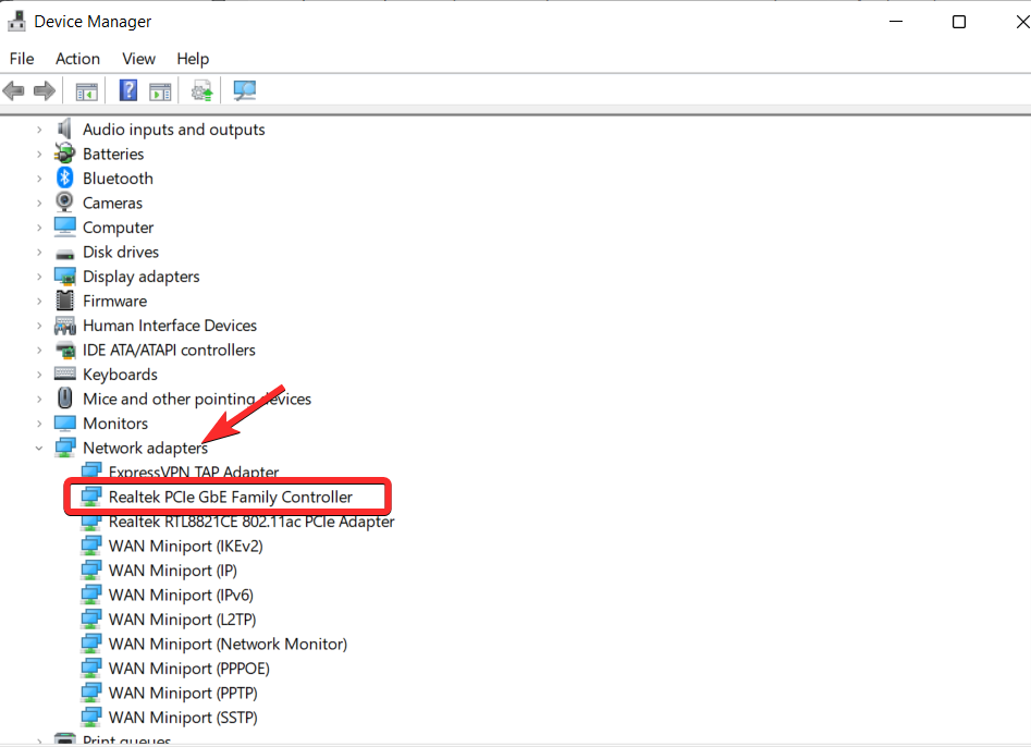 Tap Network adapters and right-click on the adapter you wish to install drivers for