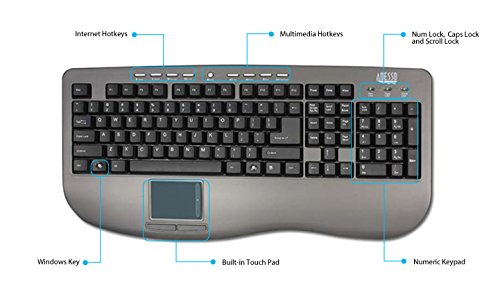 Adesso AKB-430UG Wired Standard Keyboard With Touchpad