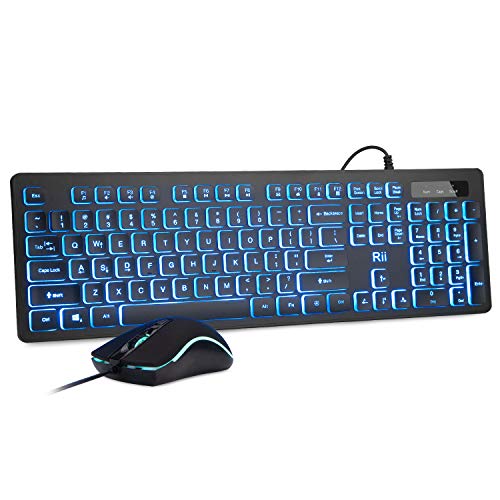 Rii RK105 RGB Wired Gaming Keyboard With Optical Mouse
