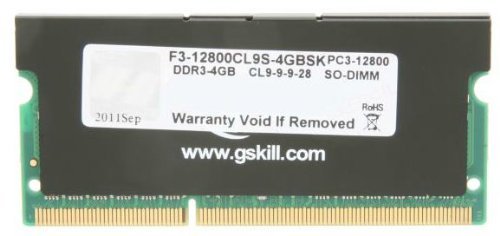 G.Skill F3-12800CL9S-4GBSK 4 GB (1 x 4 GB) DDR3-1600 SODIMM CL9 Memory