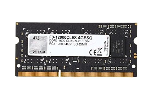 G.Skill F3-12800CL9S-4GBSQ 4 GB (1 x 4 GB) DDR3-1600 SODIMM CL9 Memory