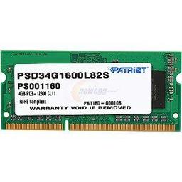 Patriot PSD34G1600L82S 4 GB (1 x 4 GB) DDR3-1600 SODIMM CL11 Memory