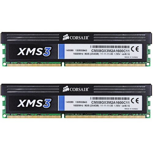 Corsair XMS3 8 GB (2 x 4 GB) DDR3-1600 CL9 Memory