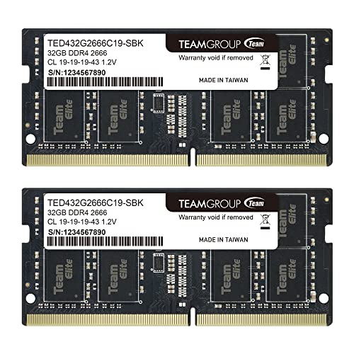 TEAMGROUP Elite 64 GB (2 x 32 GB) DDR4-2666 SODIMM CL19 Memory