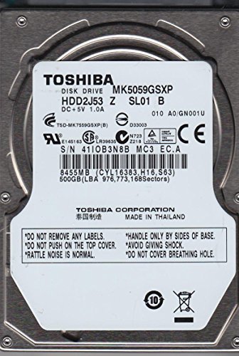 Toshiba MK5059GSXP 500 GB 2.5" 5400 RPM Internal Hard Drive