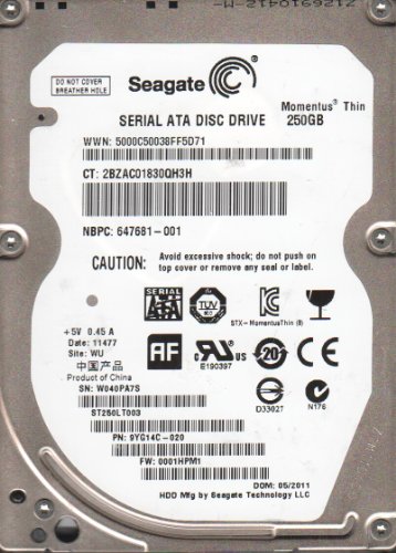 Seagate Momentus Thin 250 GB 2.5" 5400 RPM Internal Hard Drive