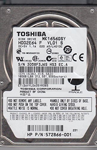 Toshiba MK1656GSY 160 GB 2.5" 7200 RPM Internal Hard Drive