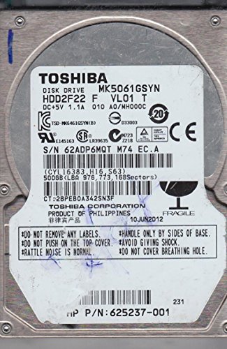 Toshiba MK5061GSYN 500 GB 2.5" 7200 RPM Internal Hard Drive