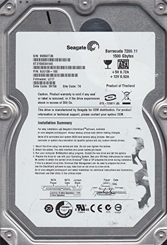Seagate BarraCuda 1.5 TB 3.5" 7200 RPM Internal Hard Drive